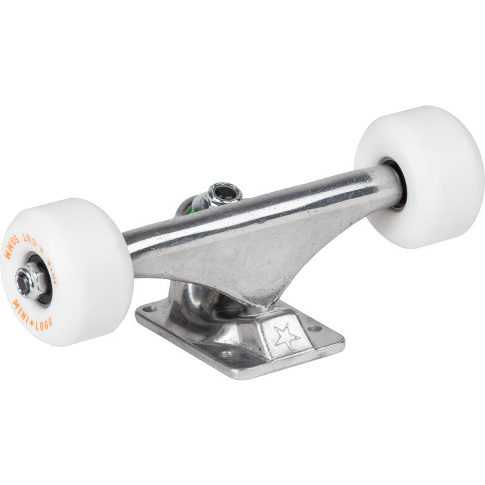 Mini Logo 8.0" Raw Trucks + ML Bearings + A-cut 53mm 90a White Wheels (Set of 2)