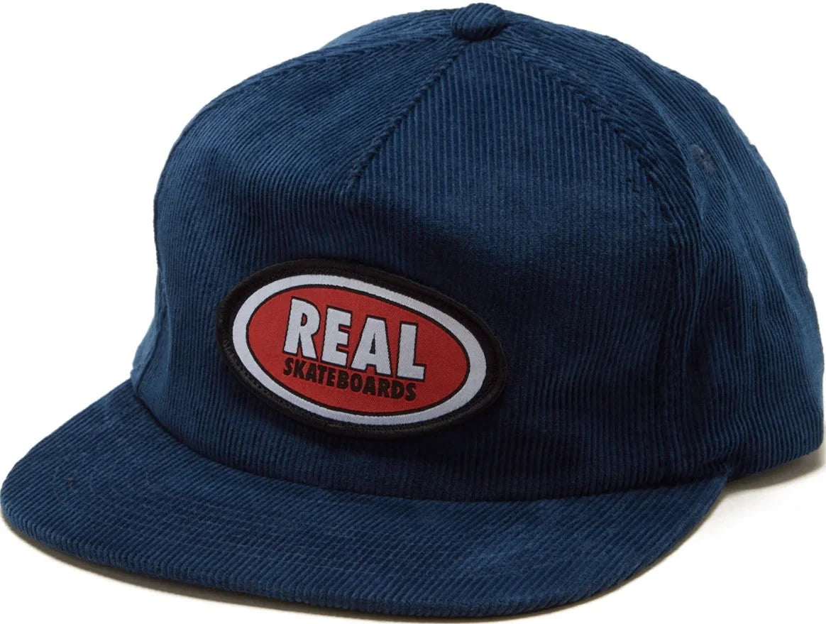 REAL OVAL SNAPBACK HAT NAVY/RED