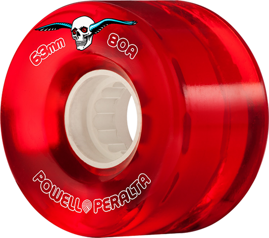 Powell Peralta Clear Cruiser Red Skateboard Wheels - 63mm 80a (Set of 4)