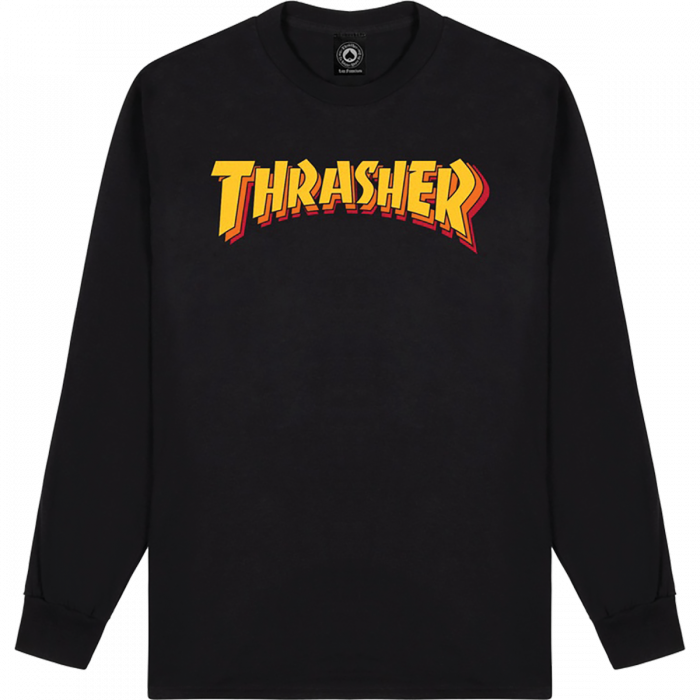 THRASHER STACKED LS XL-BLACK