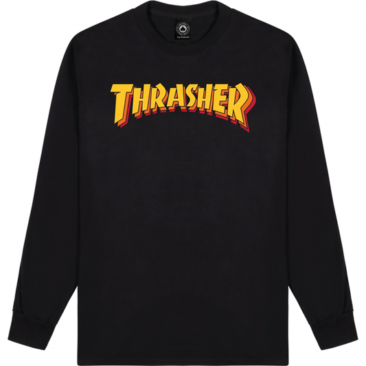 THRASHER STACKED LS M-BLACK