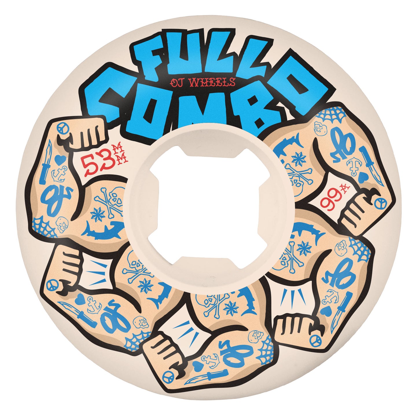 53mm Team Elite White Full Combo 99a OJ Wheels
